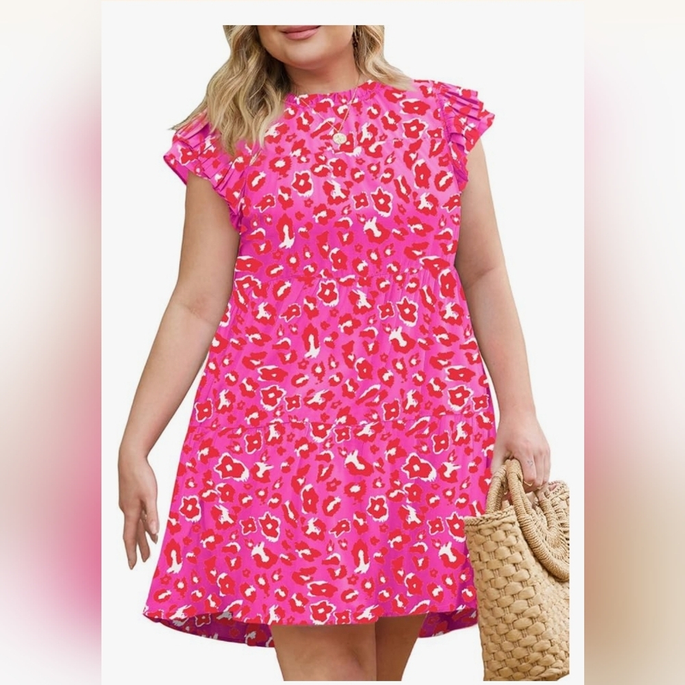 EYTINO Mini dress/Tunic hot pink leopard